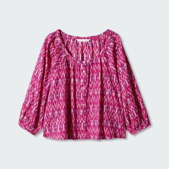 Mango pink printed blouse with puff sleeves - Picture 7 of 7